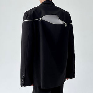 Oversized Shoulder Detachable Zip Blazer