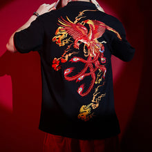 Load image into Gallery viewer, Phoenix Embroidered Short Sleeve Lapel T-Shirt
