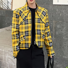 Load image into Gallery viewer, Yellow Plaid Casual Short Jacket
