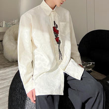 Load image into Gallery viewer, Retro Embroidery Jacquard Tie Long Sleeve Shirt
