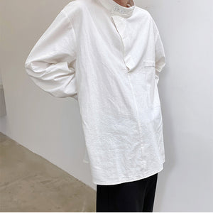 Pullover Stand Collar Loose Long Sleeve Shirt