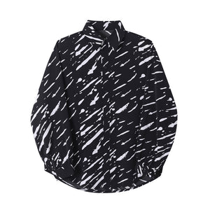 Splattered Graffiti Print Balloon Sleeve Shirt