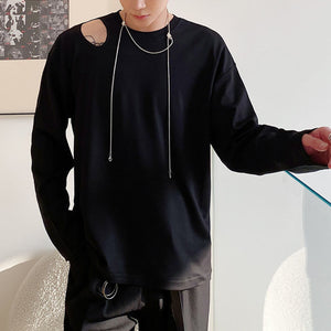 Hollow Hole Off Shoulder Long Sleeve T-Shirt