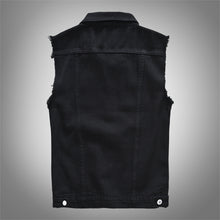 Load image into Gallery viewer, Black Single Breasted Casual Denim Vest
