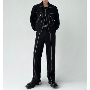 Turtleneck Double Zip Pocket Jacket