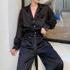 Silky Satin Shirt Trousers