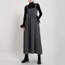 Load image into Gallery viewer, Woolen Pleated Strappy Dress
