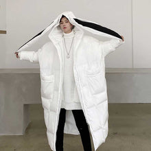 Load image into Gallery viewer, Rabbit Ears Hooded Long Thickened Coat
