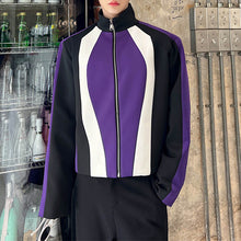 Load image into Gallery viewer, Colorblock Stand Collar Jacket
