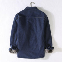 Load image into Gallery viewer, Plush Thick Denim Long Sleeve Shirt
