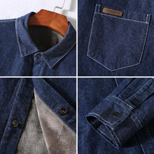 Load image into Gallery viewer, Plush Thick Denim Long Sleeve Shirt
