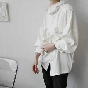 Vintage Turtleneck Big Pocket Loose Shirt