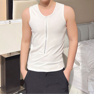 Zipper Embellished Tight Vest