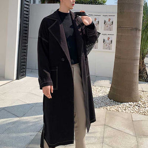 Mid Length Lapel Windbreaker Jacket