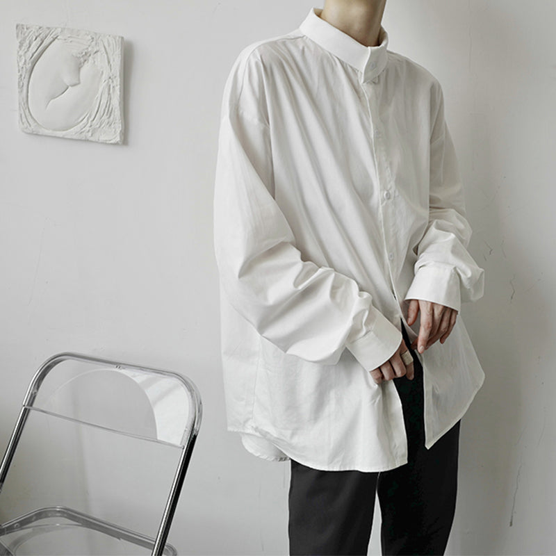 Retro Stand Collar Literary Long Sleeve Shirt