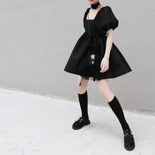 Load image into Gallery viewer, Lace-up Puff-sleeve High-waist Dress
