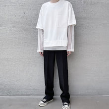 Load image into Gallery viewer, Thin Mesh Panel Crew Neck Long Sleeve T-Shirt
