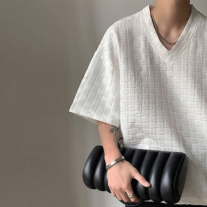 Solid V-Neck Pullover Half Sleeve T-Shirt