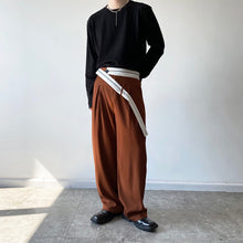 Load image into Gallery viewer, Contrast Color Belt Design Straight Leg Pants
