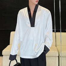 Load image into Gallery viewer, Contrast V-Neck Pullover Shirt

