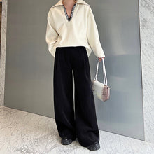 Load image into Gallery viewer, Contrasting Color V-neck Braided Rope Decorative Sweater
