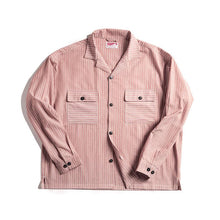 Load image into Gallery viewer, Vintage Oversize Striped Cuban Collar Shirt
