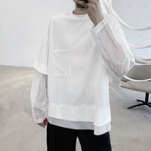Load image into Gallery viewer, Thin Mesh Panel Crew Neck Long Sleeve T-Shirt
