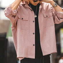 Load image into Gallery viewer, Vintage Oversize Striped Cuban Collar Shirt
