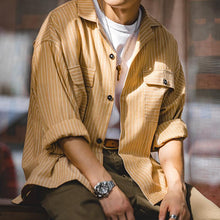 Load image into Gallery viewer, Vintage Oversize Striped Cuban Collar Shirt
