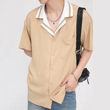 Load image into Gallery viewer, Contrast Striped Lapel Short Sleeve Shirt
