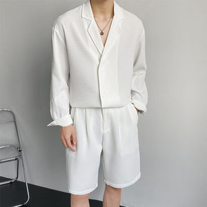 Suit Collar Shirt And Shorts Set