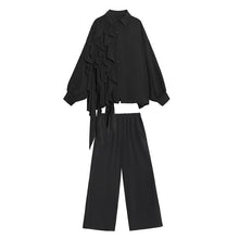 Load image into Gallery viewer, Retro Layered Shirt Wide Leg Pants Two-piece Set
