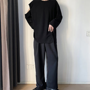 Shoulder Cutout Hem Split Bottom Shirt