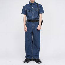 Load image into Gallery viewer, Summer Short Sleeve Denim Jumpsuit
