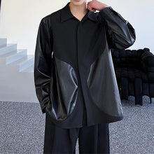 Load image into Gallery viewer, Simple Stitching PU Leather Long Sleeve Shirt
