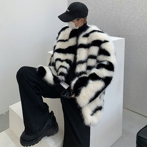 Zebra Print Plush Thick Coat