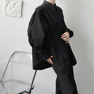 Solid Color Structure Loose Cargo Shirt