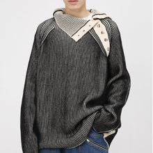 Load image into Gallery viewer, Turtleneck Striped Button Sweater
