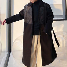Load image into Gallery viewer, Diamond Lattice Stitching Thickened Long Trench Coat
