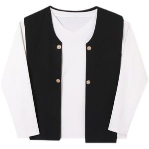 Shawl Vest White Long-sleeved T-shirt