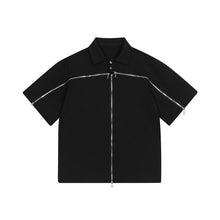 Load image into Gallery viewer, Multi-Zip Polo Short Sleeve Top

