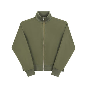 Vintage Stand Collar Shoulder Pad Cropped Jacket