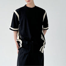 Load image into Gallery viewer, Paneled Contrast Striped Short Sleeve T-Shirt
