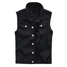 Load image into Gallery viewer, Black Single Breasted Casual Denim Vest
