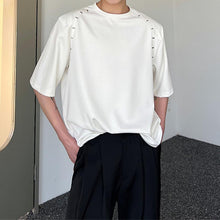 Load image into Gallery viewer, Beaded Shoulder Line Short Sleeve T-Shirt
