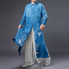 Load image into Gallery viewer, Cotton Linen Blue Dyed Cheongsam Shirt
