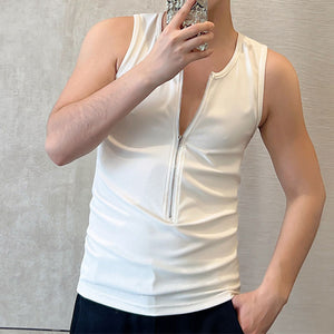 Zipper Embellished Tight Vest