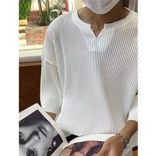 Load image into Gallery viewer, Pleated V Neck Thin Short Sleeve T-Shirt
