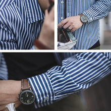 Load image into Gallery viewer, Retro Military Style Blue and White Stripes Shirts
