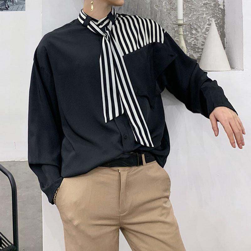 Striped Stitching Long-sleeved Shirt – stylesock